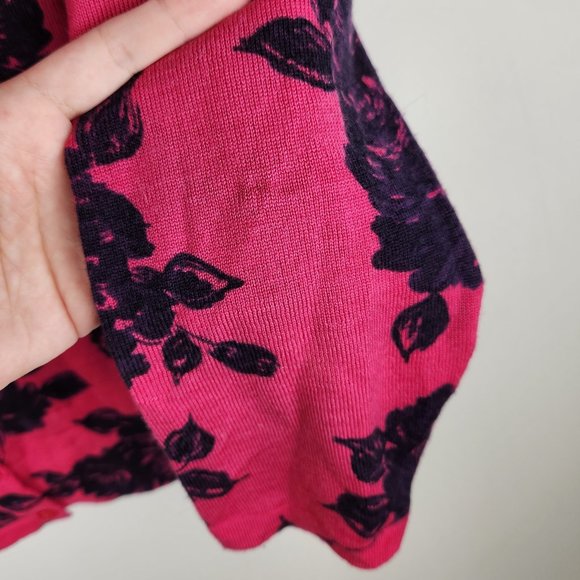 Garnet Hill 100% Merino Wool Lightweight Floral Button Front Cardigan M Flawed - Picture 8 of 9